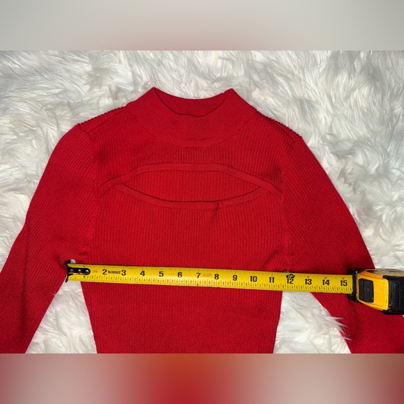 PLANET GOLD Womens Red Cut Out Long Sleeve
Turtle Neck Short Evening Body - Picture 4 of 14